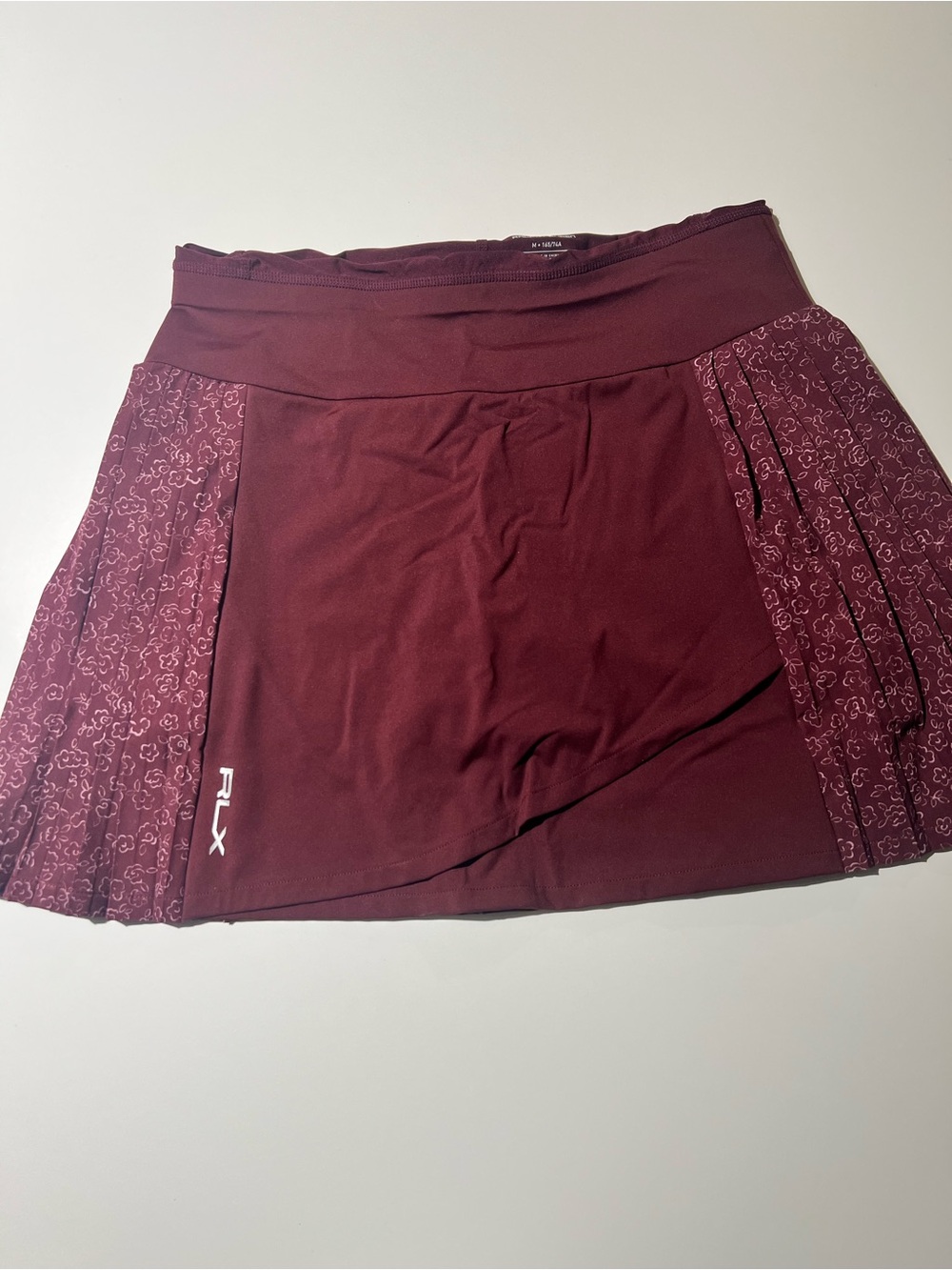 Ralph Lauren RLX Maroon Athletic Mini Skirt with Patterned Side Panels